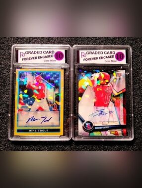 Mike Trout & Shohei Ohtani Autograph Cracked Ice Autograph Rookie Set